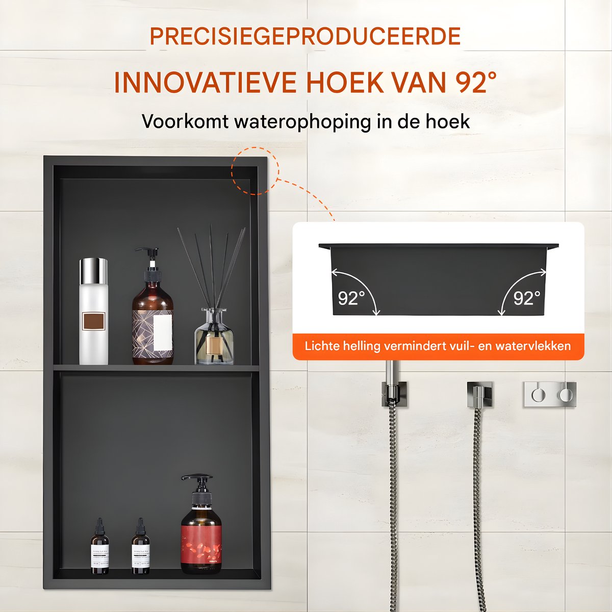Douchenis - Wandnis - Inbouwnissen - Voor Badkamer & Douche - RVS - 31x31cm