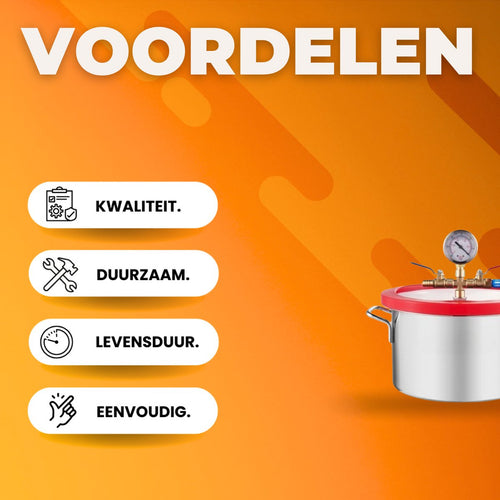 Airco Vacuumpomp - Vacuumkamer - Ultrasone - roestvrijstalen ontgassingskamer - acryl deksel - 1,5 gallon vacuümkamer