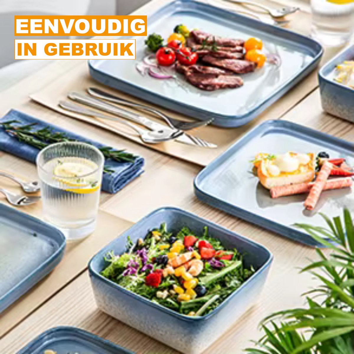 Zafiro Serviesset - 12 delig - 4 persoons - Dussy Blauw - Dinerborden - Bordenset - Diepe borden - Ontbijtborden - Servies - Keukenservies