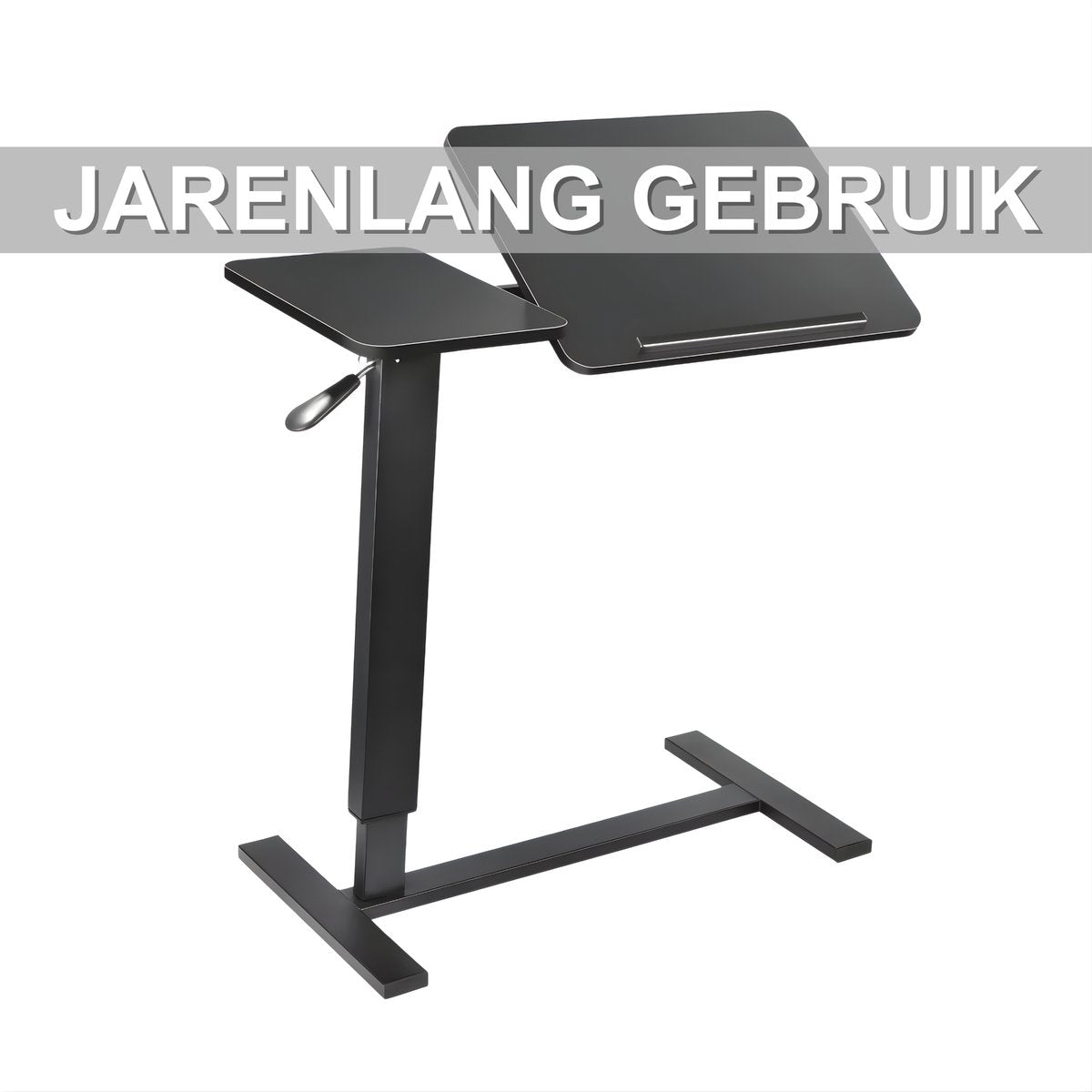 Zit-sta-bureau - Bedtafel - Laptoptafel - Bijzettafel - Voor woonkamer, slaapkamer of slaapzaal - In hoogte verstelbaar - Zwart