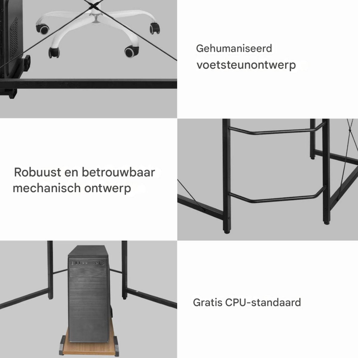 L-vorm Bureau - 170cm - Zwart - Hoekbureau - Computer, Gaming & Laptop Bureau - Thuiskantoor - Tafel