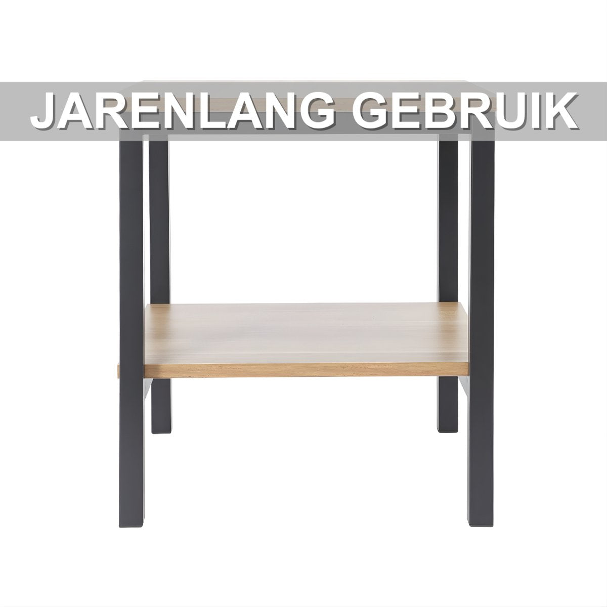 Bijzettafel met opbergruimte - Voor slaapkamer of woonkamer - Tafeltje met plank en opslag - Zwart
