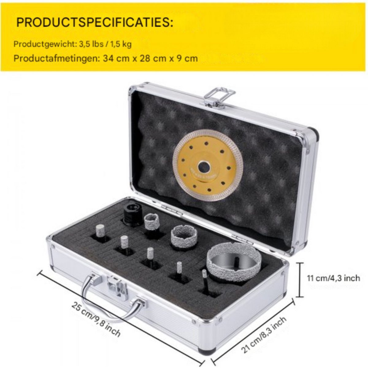 Tegels Diamantboorset PRO - Tegelboor - Gatzaag - 9 Stuks - 5-68 mm - Droog/Nat Gatenzaagset