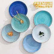 Aurora Celestia Serviesset - 16 delig - 4 persoons - Marine blauw - Dinerborden - Bordenset - Diepe borden - Ontbijtborden - Servies - Keukenservies - Luxe design - Tafelstijl