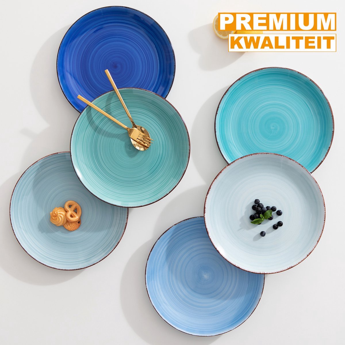 Aurora Celestia Serviesset - 16 delig - 4 persoons - Marine blauw - Dinerborden - Bordenset - Diepe borden - Ontbijtborden - Servies - Keukenservies - Luxe design - Tafelstijl