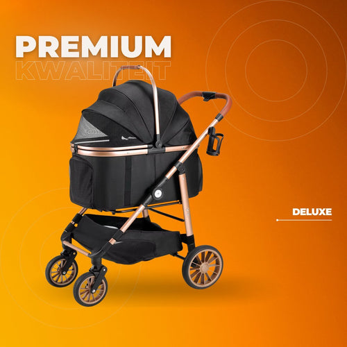 2-in-1 Hondenbuggy Fioren - Huisdieren wandelwagen - Reiswagen Hond - Comfort - Voor Honden en Katten - Opvouwbare Huisdierwagen met 360° Wielen - Met boodschappenmand - Hondenbox met Autobevestiging - Max. Belastbaarheid 25kg