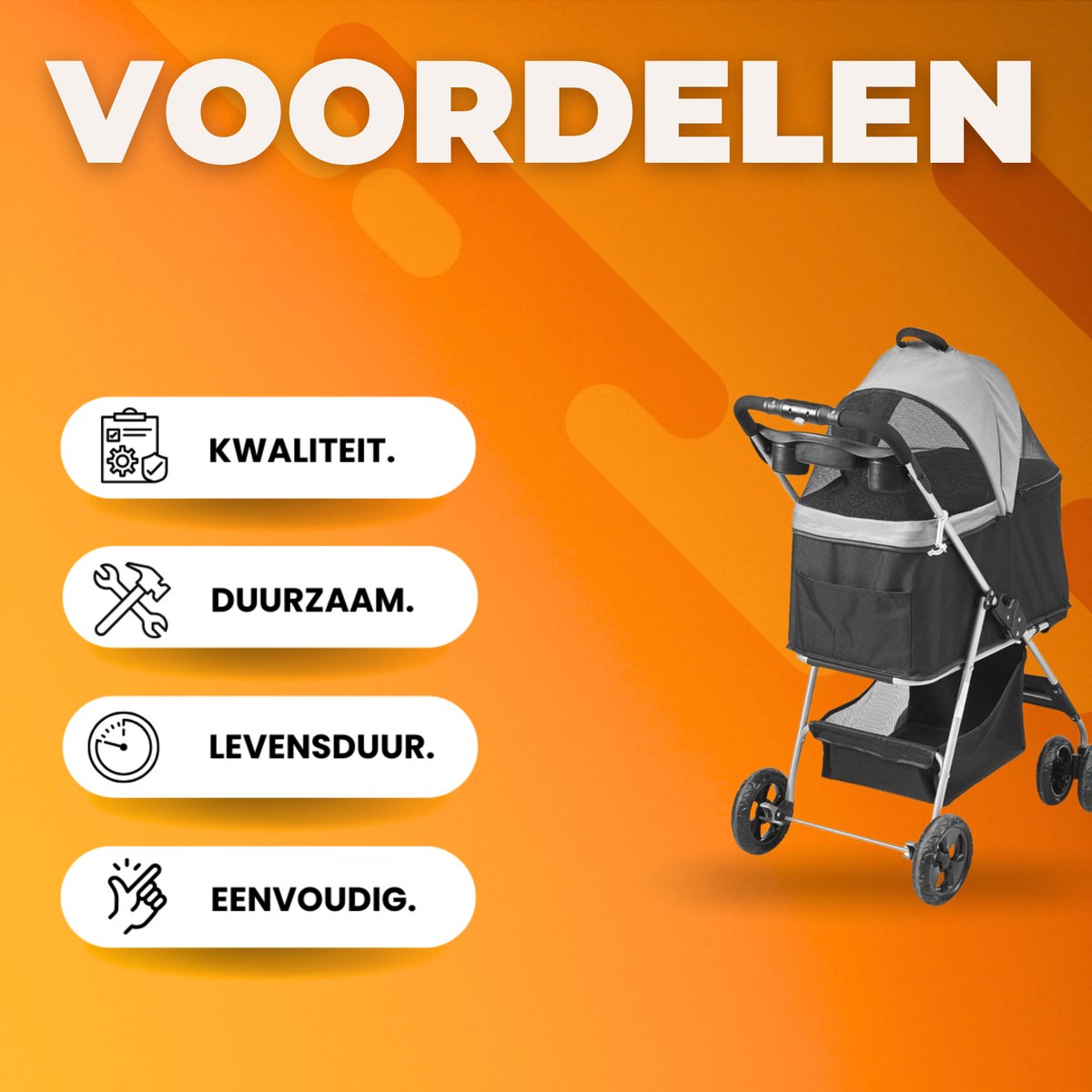 Hondenbuggy - Inklapbare Hondenkar - All terrain - Hondentrolley Aluminium - Huisdierentrolley - 16KG Laadvermogen