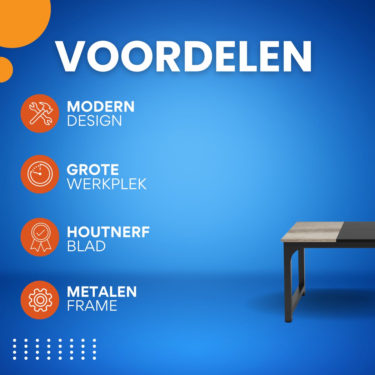 Bureau - Computerbureau - Lange bureau - Vergadertafel - Voor thuis of kantoor - Grijs