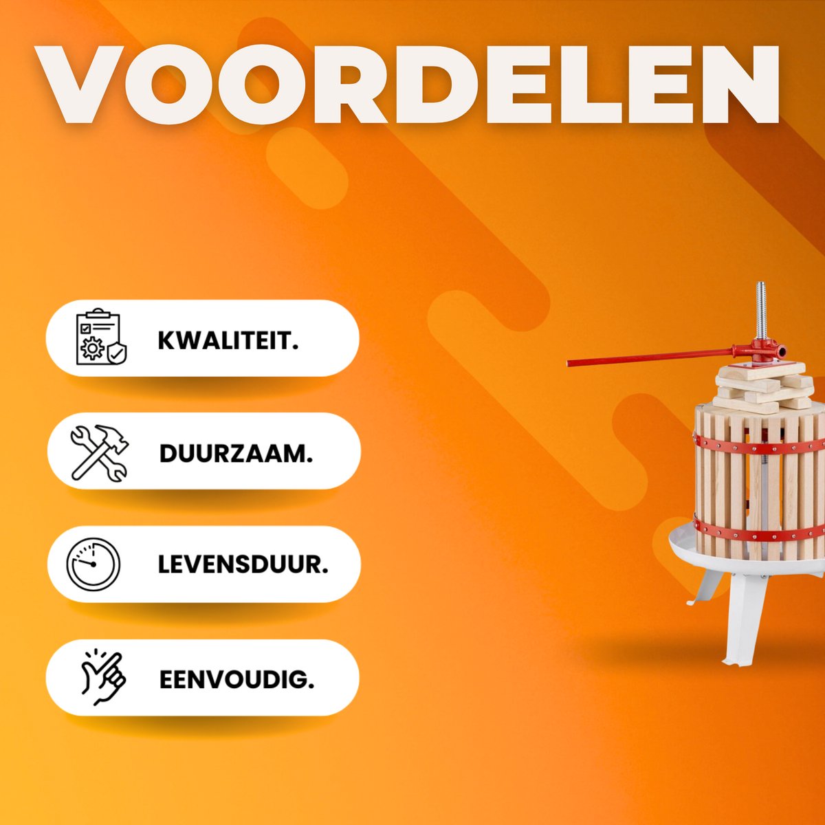 Fruitpers - 11L - RVS Handmatige Fruitpers - Druivenpers - Wijnpers - Met hendel