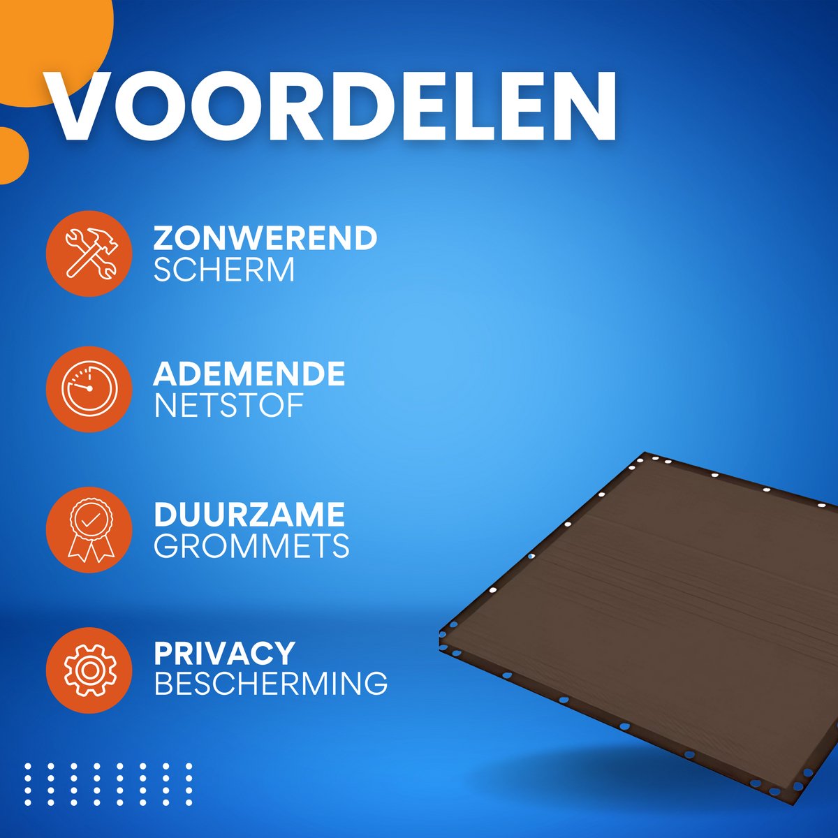 Schaduwdoek - Voor Tuin, Pergola of Terras - 90% Zonwerend Privacy Scherm - Ademend Netstof met Grommets - Kleur: Coffee-4X6M