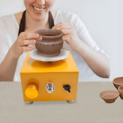 Mini pottenbakkersschijf - Draaischijf - Pottenbakken - Voor keramiek en klei - Elektrisch - Geel