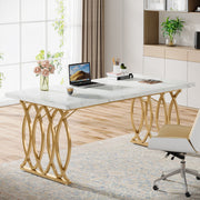 Bureau Velano - Modern 180cm - Marmerlook Computerbureau - Voor Werk of Thuis