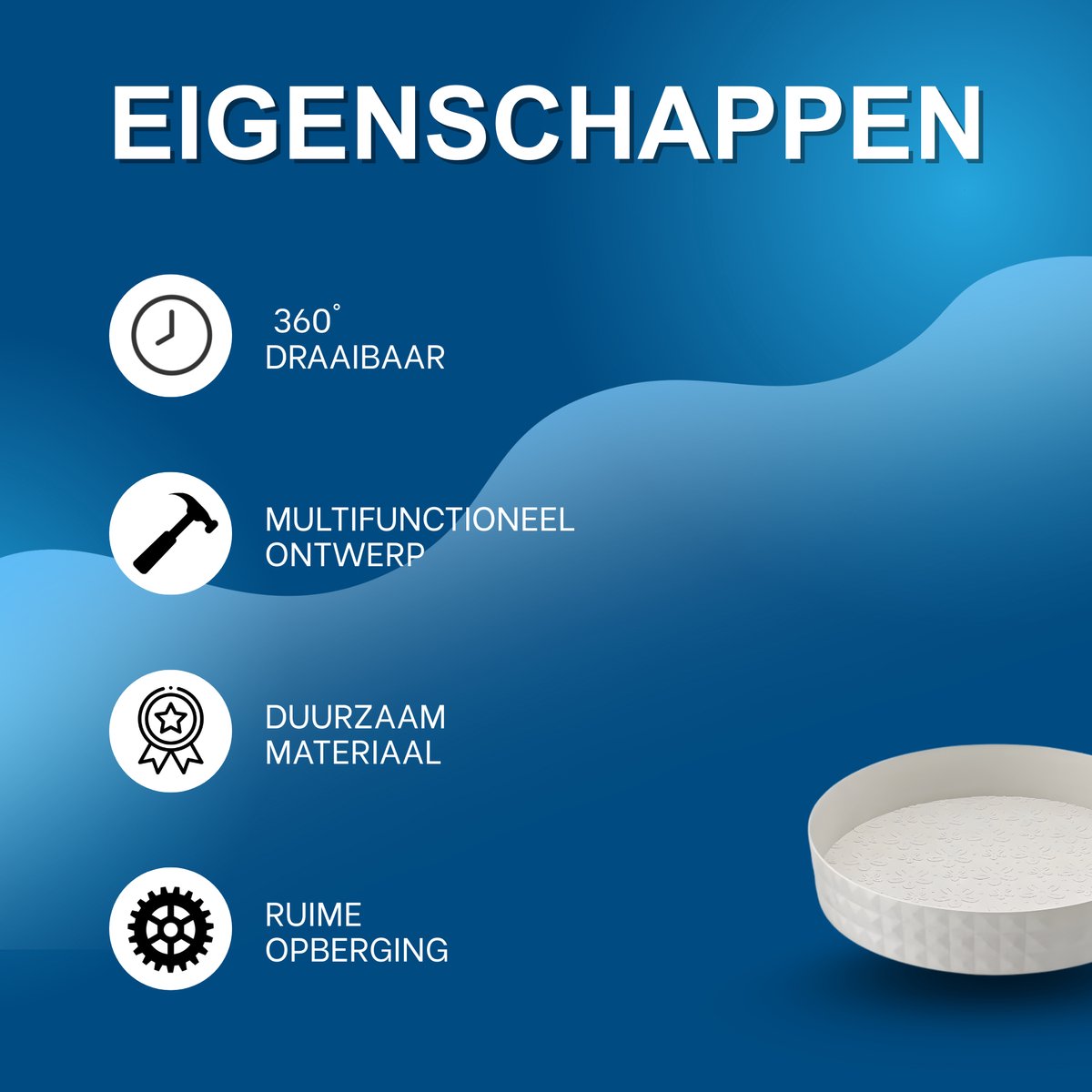 Kruiden draaiplateau - Kruiden orginazer - Keuken orginazer– Voor keuken of badkamer – 360° draaibaar - Wit