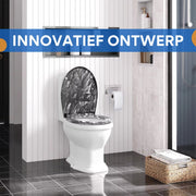 Antibacteriële Toiletbril stoney - Met Softclose - Universeel - Toiletbrillen met print - WC Bril - Toiletzitting