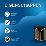 Hondenbench - Hondenkrat - Hondenkennel - Hondenhok - Voor Thuis & Binnengebruik - 3-Deurs - Zwart/Goud - 100cm