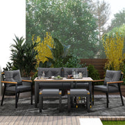 Eettafelset -Tuinmeubelset - Loungeset - Tuinlounge Lounge Set - Lounge Set - Voor Tuin of Terras - Tuinmeubelen voor 6-7 Personen met Fauteuils & Eetkar - Afneembare en Wasbare Hoezen