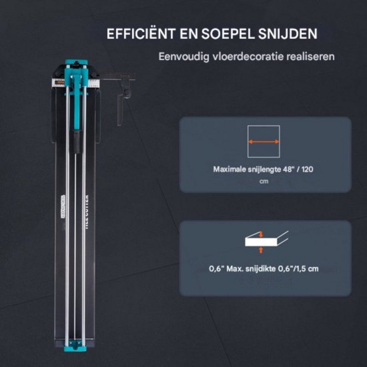 Tegelsnijder Brutal- 1200mm Snijlengte - Tegelsnijmachine - Tegelzaag - met Dubbele Rails - 25mm Breedte - Extra Snijwiel