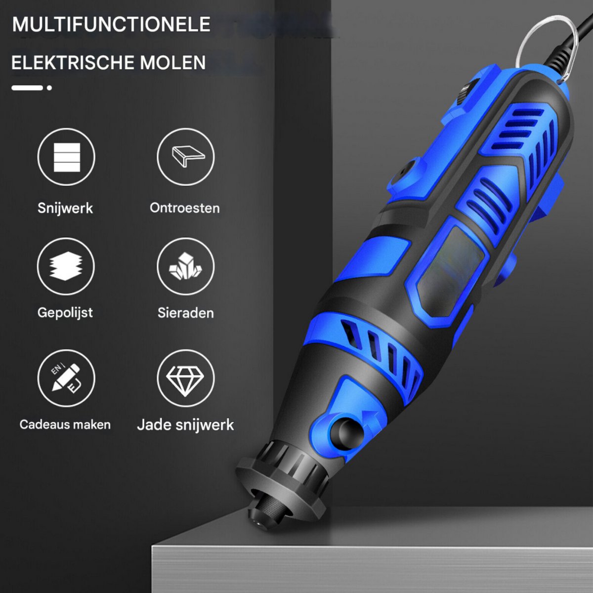 Rotary Tool Multitool Tivio - 135W - Combi Multitool met Verschillende Snelheden, 252 Stuks Accessoires voor Schuren, Slijpen & Polijsten