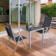 Tuinset met tuinstoelen - Tuintafel - 4 personen - Balkonset - 5-delige tuinmeubels - Aluminium - Klapstoelen - Zwart/zilver