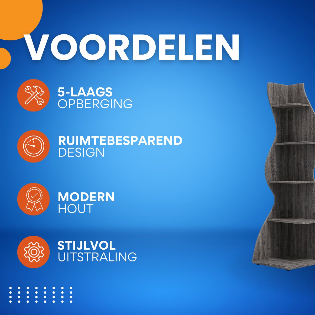 Moderne boekenkast 5 lagen - Grijs - Boekenrek - Woonkamer, slaapkamer en kinderkamer - Hout - 180cm