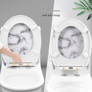 Antibacteriële Toiletbril Wit marmer - Met Softclose - Universeel - Toiletbrillen met print - WC Bril - Toiletzitting