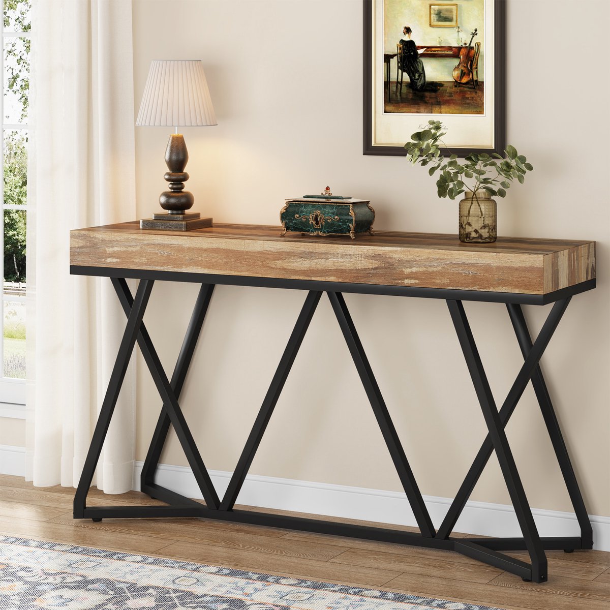 Haltafel Nero - 140cm - Consoletafel - Wandtafel - Gang of woonkamer - Bruin