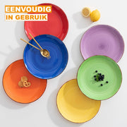Montario Serviesset - 16 delig - 4 persoons - Regenboog - Dinerborden - Bordenset - Diepe borden - Ontbijtborden - Servies - Keukenservies