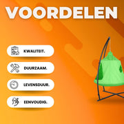 Egg hangstoel Valora - Voor kinderen - Hangmat X-standaard - met Boomentent - Speeltent Binnen en Buiten - Egg chair cocoon - Metalen Schommelstoel - Groen