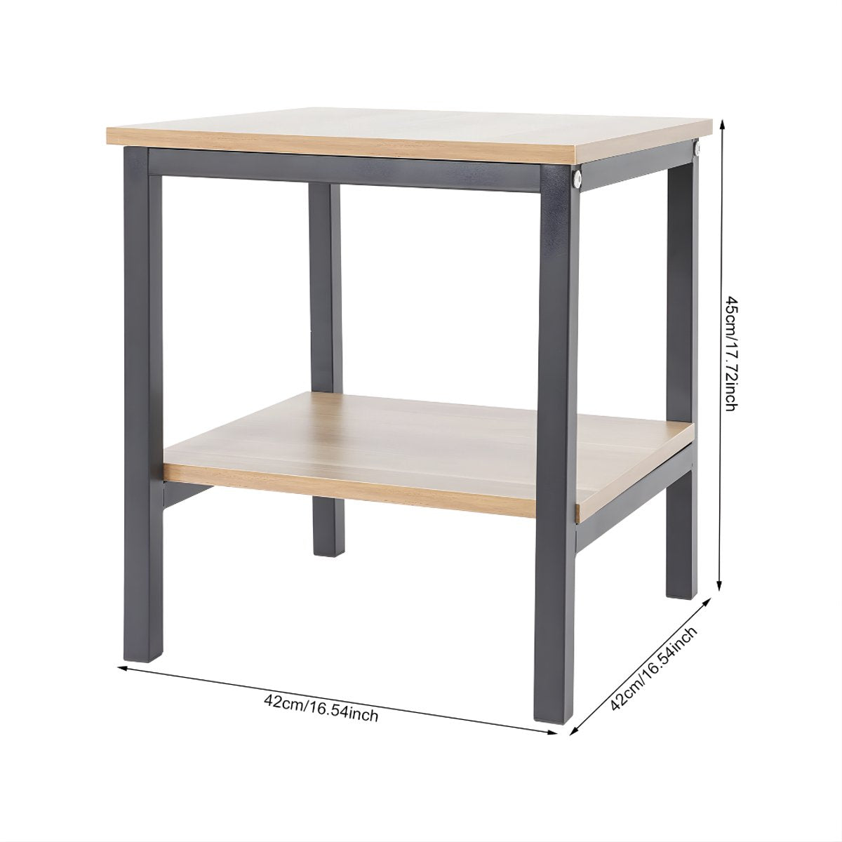 Bijzettafel met opbergruimte - Voor slaapkamer of woonkamer - Tafeltje met plank en opslag - Zwart