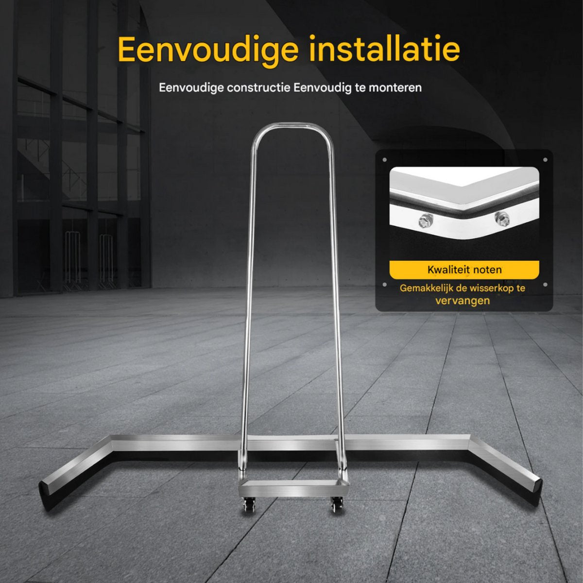 Sportveld bezem - Water - Voor basketbal-, tennis- en badmintonbanen - Brede waterpusher voor efficiënte reiniging - Geschikt voor parkeerplaatsen