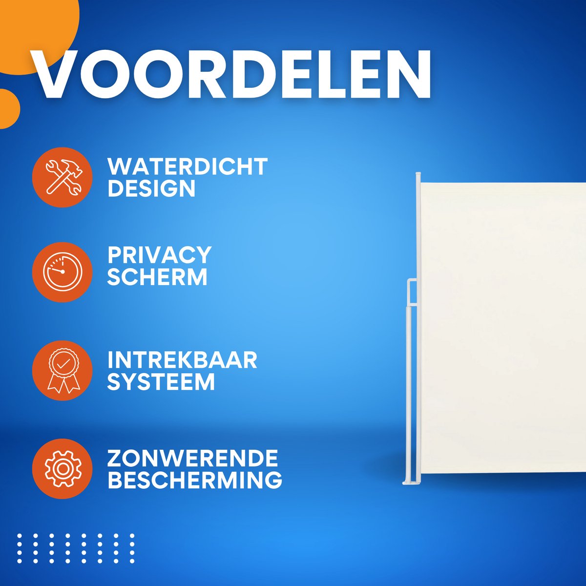 Uitschuifbare Zijluifel - Windscherm - Tuinscherm - Voor Balkon, Terras of Tuin - Waterdicht & Intrekbaar Privacyscherm - Zon- en Windbescherming - 160x350cm cream