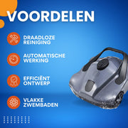 Draadloze Robotzwembadreiniger - Zwembadrobot- Voor Vlakke Inbouwzwembaden - Automatische Zwembadstofzuiger - Efficiënte Zwembadreiniger