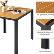 Tuintafel Vaylen - Aluminium - Voor binnen en buiten - Vierkante vijzettafel tuin - Zwart - Bistrotafel - Eettafel - Hitte- en Weerbestendig - Houtlook