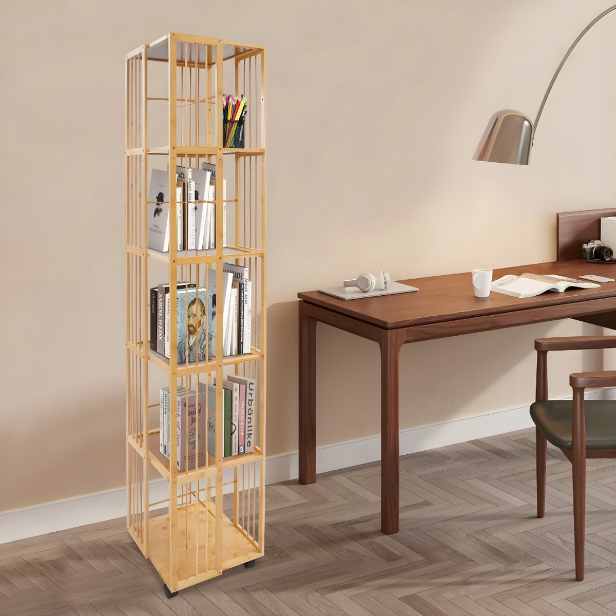 Boekenkast - Boekenrek - Opberruimte - Voor boekenopslag - 6-laags - Licht bruin