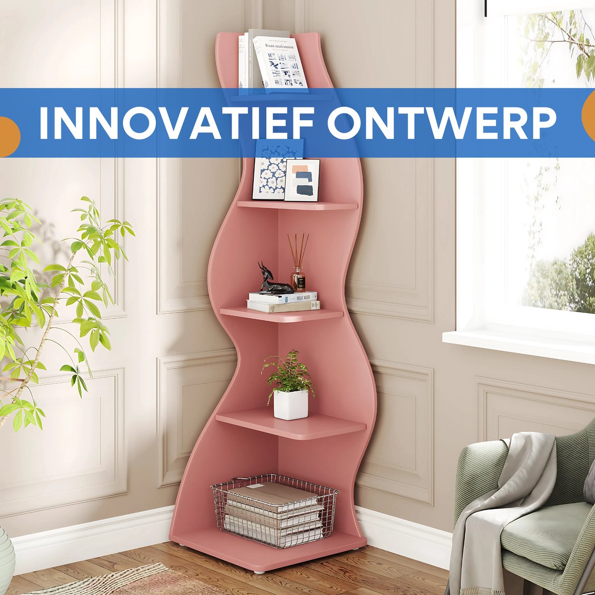 Moderne boekenkast 5 lagen - Zwart - Boekenrek - Woonkamer, slaapkamer en kinderkamer - Hout - 50 cm (D) × 48 cm (B) × 177 cm (H)
