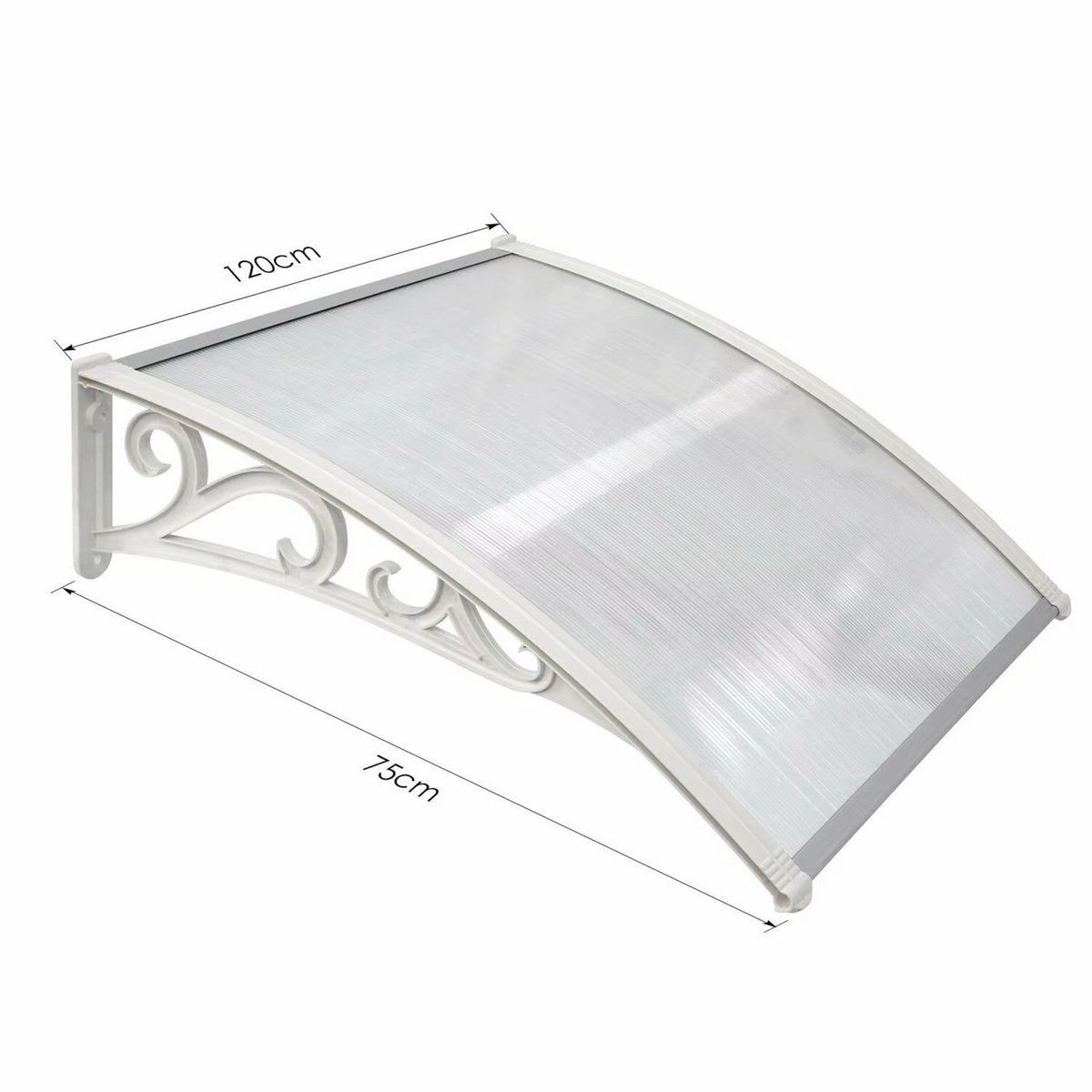 Deur- en Raam Regenhoes - Deurluifel - Overkapping - Moderne Polycarbonaat Zonnescherm en Deurluifel voor Voordeur en Buitenterras - 120x75cm Wit