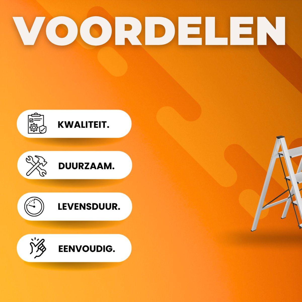 Lichtgewicht Aluminium Vouwladder -4-treden - Keukentrap - Huishoudtrap - Voor Huishoudelijk Gebruik & Veilig Opstappen - Brede Stappen & Draagbaar Ontwerp - Slank & Inklapbaar