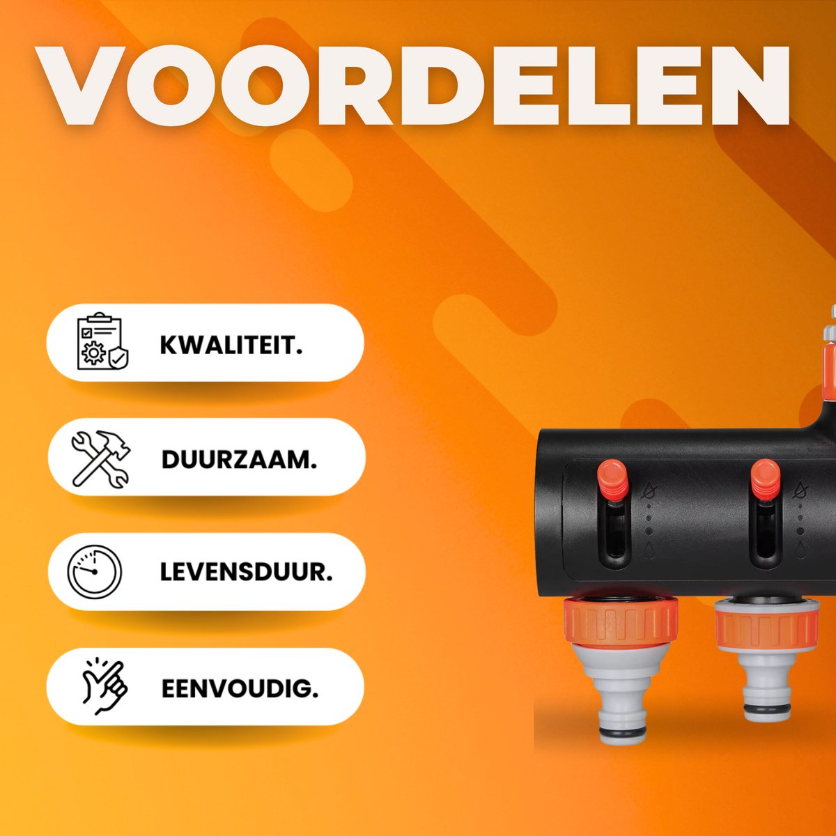 Tuinslangadapter - Aansluit 4-set - Tuinspuit - Aansluitset - Slangsplitter met Klep voor Buitenirrigatie - Aluminiumlegering & ABS Connectoradapter