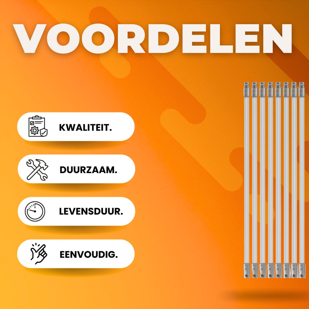Kachelpijpborstel - 8m Schoorsteenborstel - Incl. 8 Nylon Stangen voor Openhaard