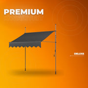 Handmatige Intrekbare Luifel Tavien - Zonneluifel - Niet-Schroef Buitenpatio Zonnescherm voor Terrasdeur en Raam - In Hoogte Verstelbaar Zonnescherm voor Buiten - 200 x 120 cm