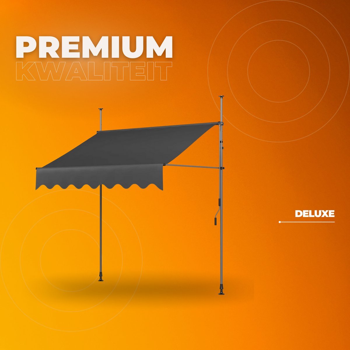 Handmatige Intrekbare Luifel Tavien - Zonneluifel - Niet-Schroef Buitenpatio Zonnescherm voor Terrasdeur en Raam - In Hoogte Verstelbaar Zonnescherm voor Buiten - 200 x 120 cm