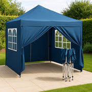 Happyment Partytent met zijwanden - Easy up - Opvouwbaar - Paviljoen - Waterdicht weerbestendig - Blauw - 3x3 m
