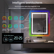 Badkamerspiegel Musica - Met verwarming en LED verlichting - Bluetooth en muziek - Geen condens - Spiegel voor badkamer - 70x90cm