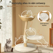 Moderne krabpaal - Voor katten - Tower met speelbal en zacht Kussen - Massief Hout