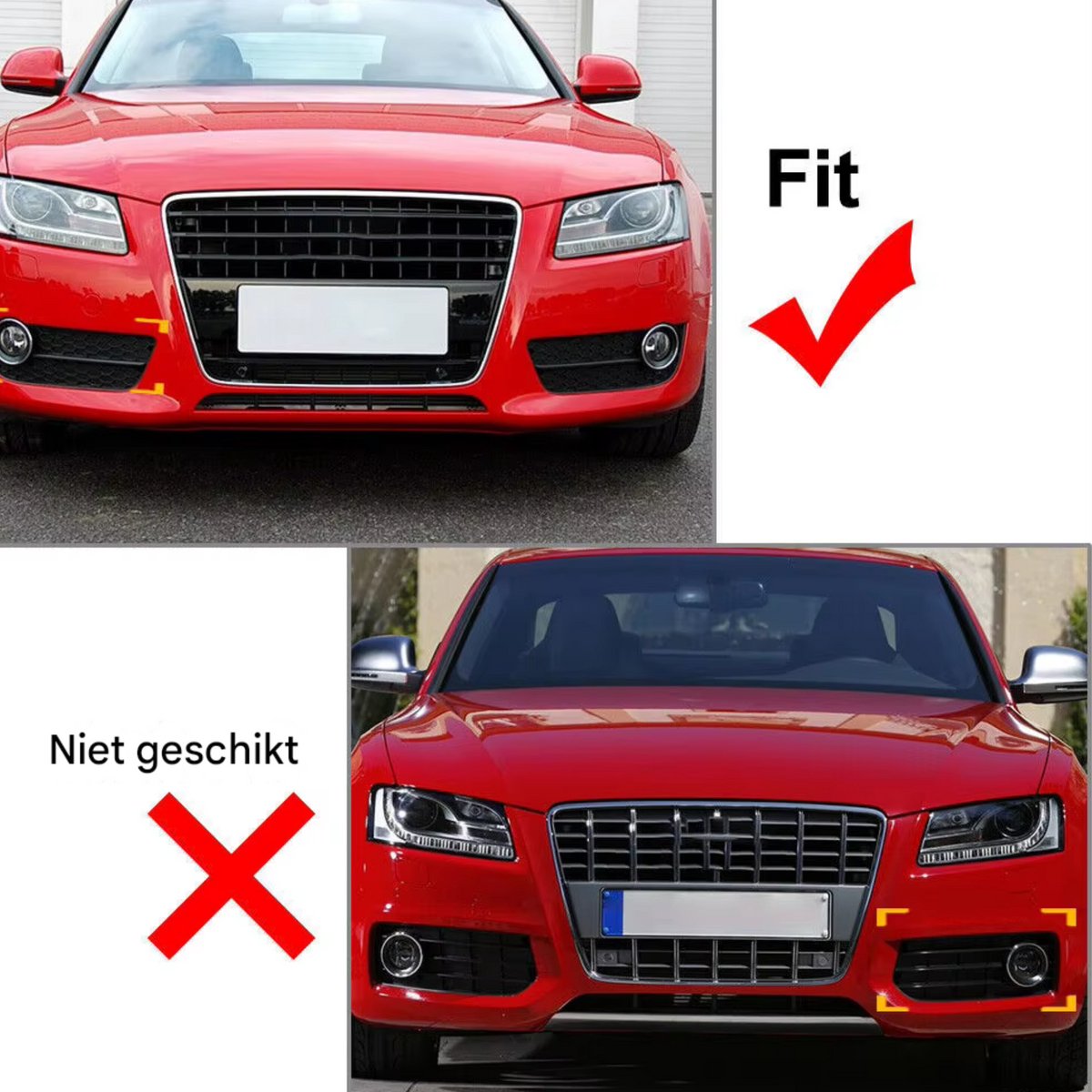Voorbumper - Voor Audi A5 Coupe/Cabrio 2008-2011 - Auto accessoires - Mistlichtgrille - Bumpercover voorzijde - Zwart