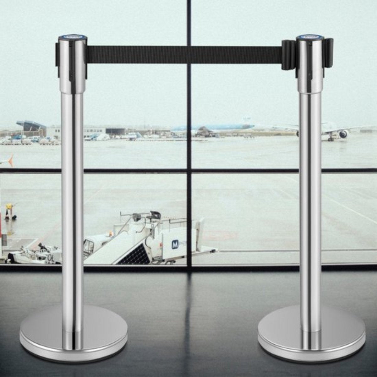 Afzetkoord - 2 meter - Afzetpalen - Afzetlint - 285x285mm - Wachtrij Stanchion Barrières - 2M Touw - 2 Paaltjes