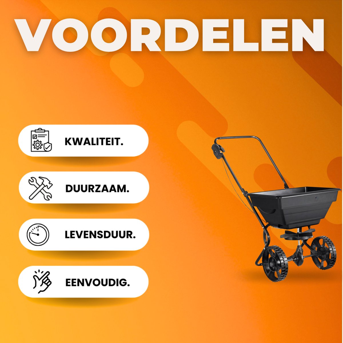 Kunstmeststrooier 15L - Strooiwagen - Handstrooier - Zaadstrooier - Gazon - 1145x545x830mm - 0-3m Breedte - Graszaad -11KG