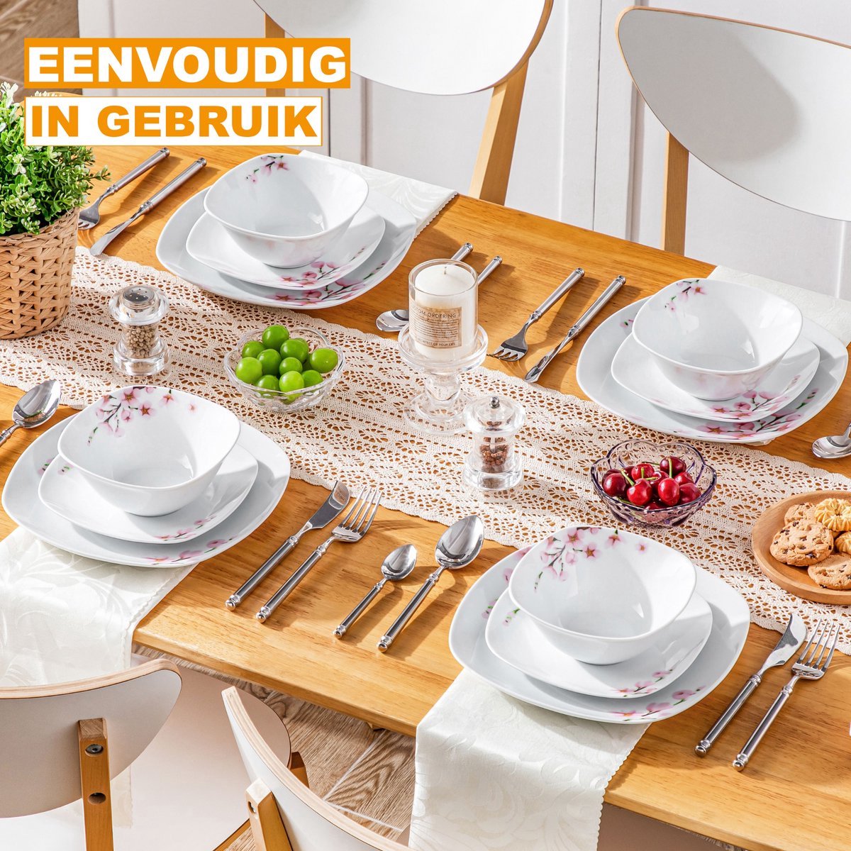Royalis Serviesset - 12 delig - 4 persoons - Baby blauw - Dinerborden - Bordenset - Diepe borden - Ontbijtborden - Servies - Keukenservies