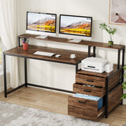 Computerbureau Novia - Met 3 lades - 150cm - Bruin - Bureau - Voor thuis of werk en meer