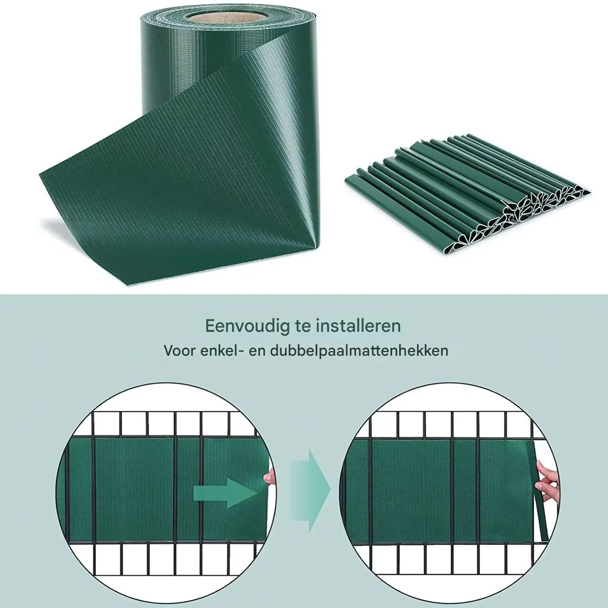 Happyment Privacy strip - Net schutting - Zichtbreeknet deluxe - Zichtdoek - Windbreekgaas - 50m x 19cm - Groen